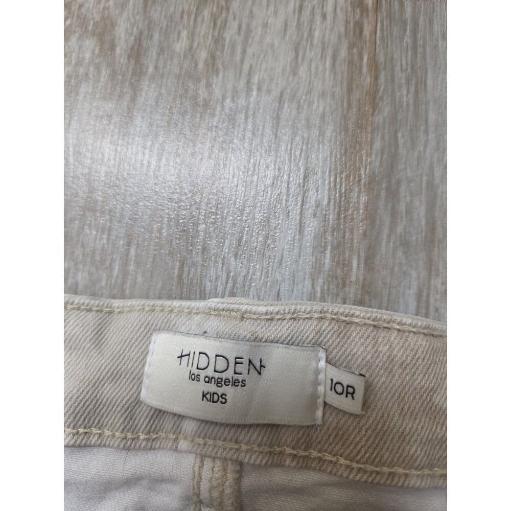 Hidden Los Angeles Mini Blake Dad Jeans Girls 10R Beige Leaf Print Mid Rise EUC - Picture 4 of 11